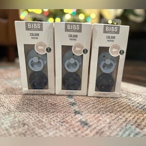 Lot Of 3 Boxes Of BIBS Natural Rubber Pacifiers Dusty Blue/Steel Blue
